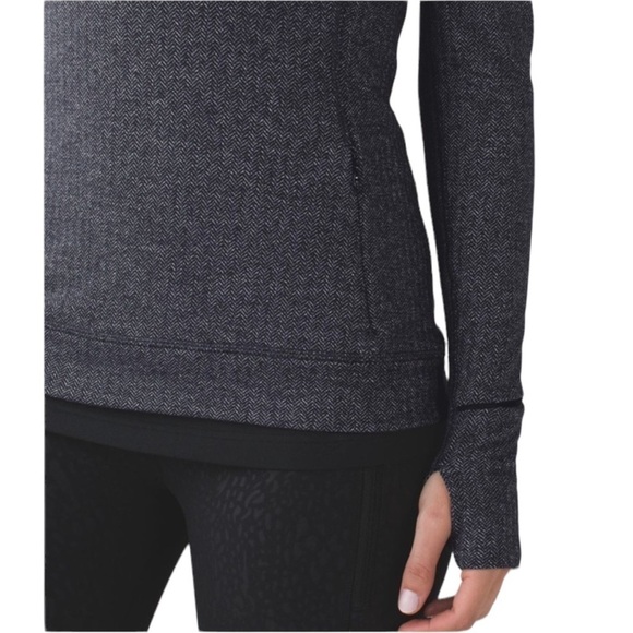 Lululemon Think Fast Long Sleeve Top Herringbone Black / Gray Size 8 - Picture 4 of 13